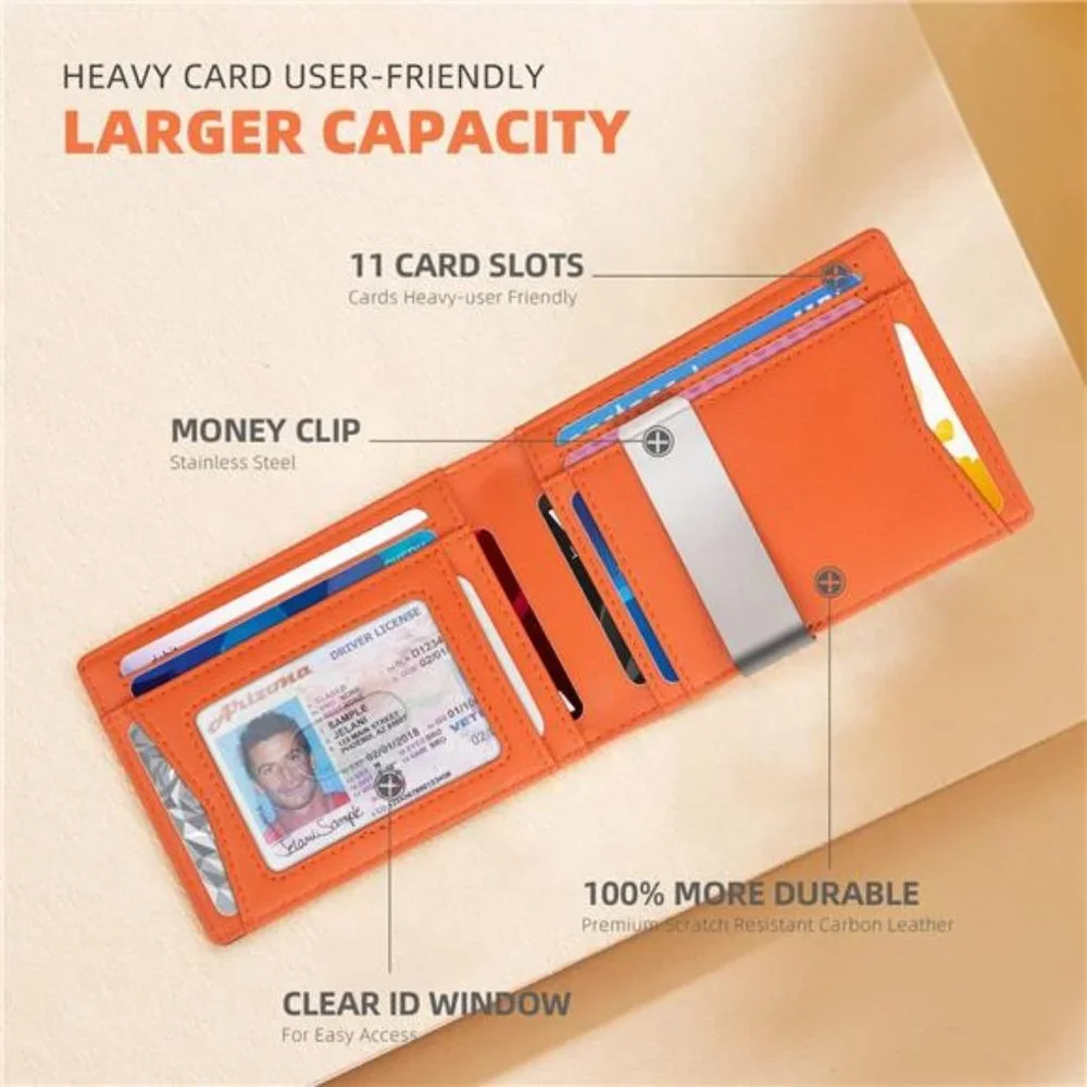 Slim Wallets for Men - Leather Money Clip Mens Wallet - RFID Blocking Pocket